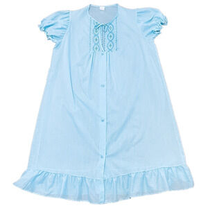 VTG Ballet NY Housecoat Robe Bloomers Blue Floral Coquette Nightgown USA Size Lg